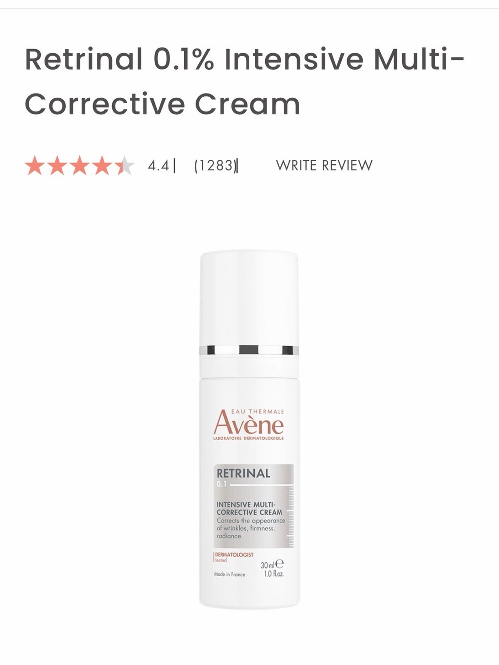 Avène Retrinal 0.1% Intensive Multi-Corrective Cream & Cicalfate Cream.